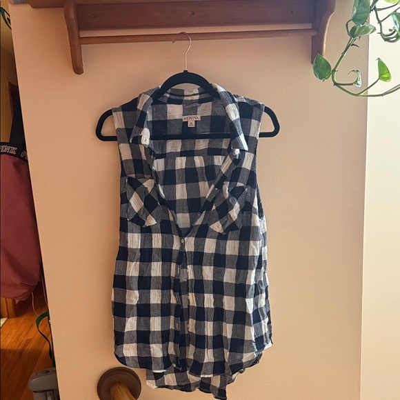 Merona Navy and White Checkered Top - Picture 2 of 3